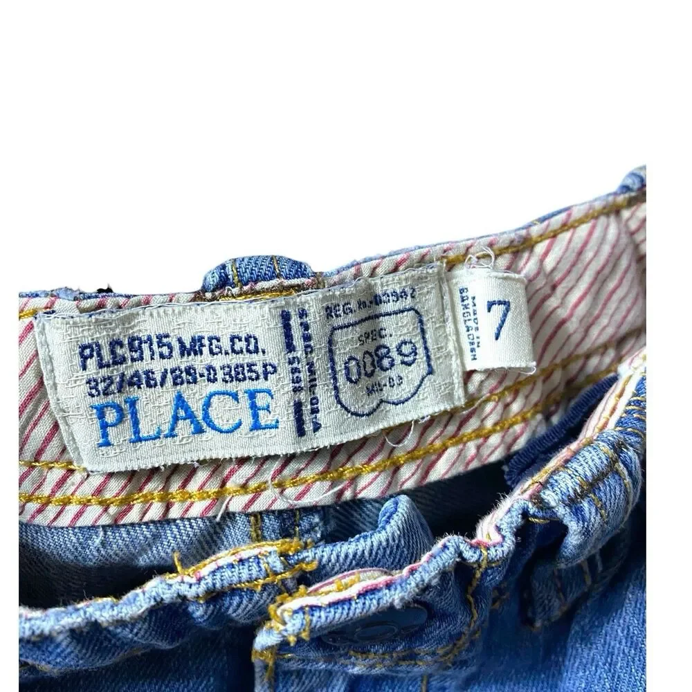 Vintage 90s Jean Cargo Shorts Boys Size 7/ 22'' Waist Blue Baggy Skater Hip Hop